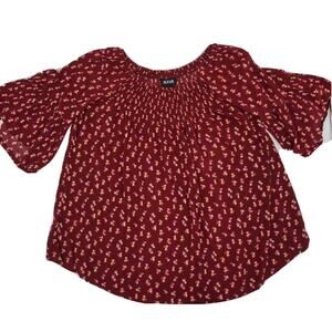 a.n.a. A New Approach Blouse Floral Burgundy Spring Flowers Women's Size XS ❤️